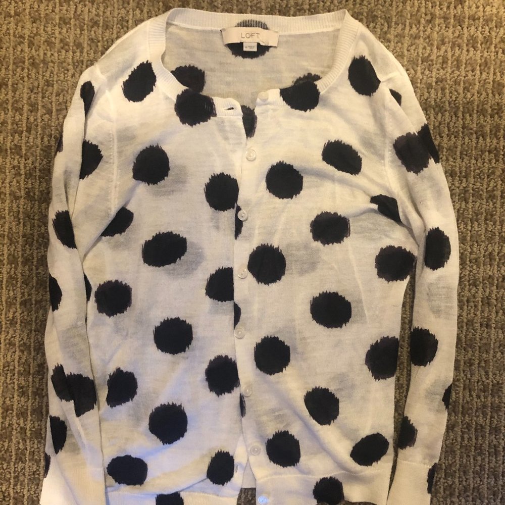 LOFT Polka Dot 3/4 length sleeve cardigan